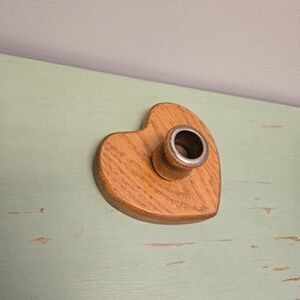 Wood Oak Heart Candlestick Holder 90s 80s Cpttagecore